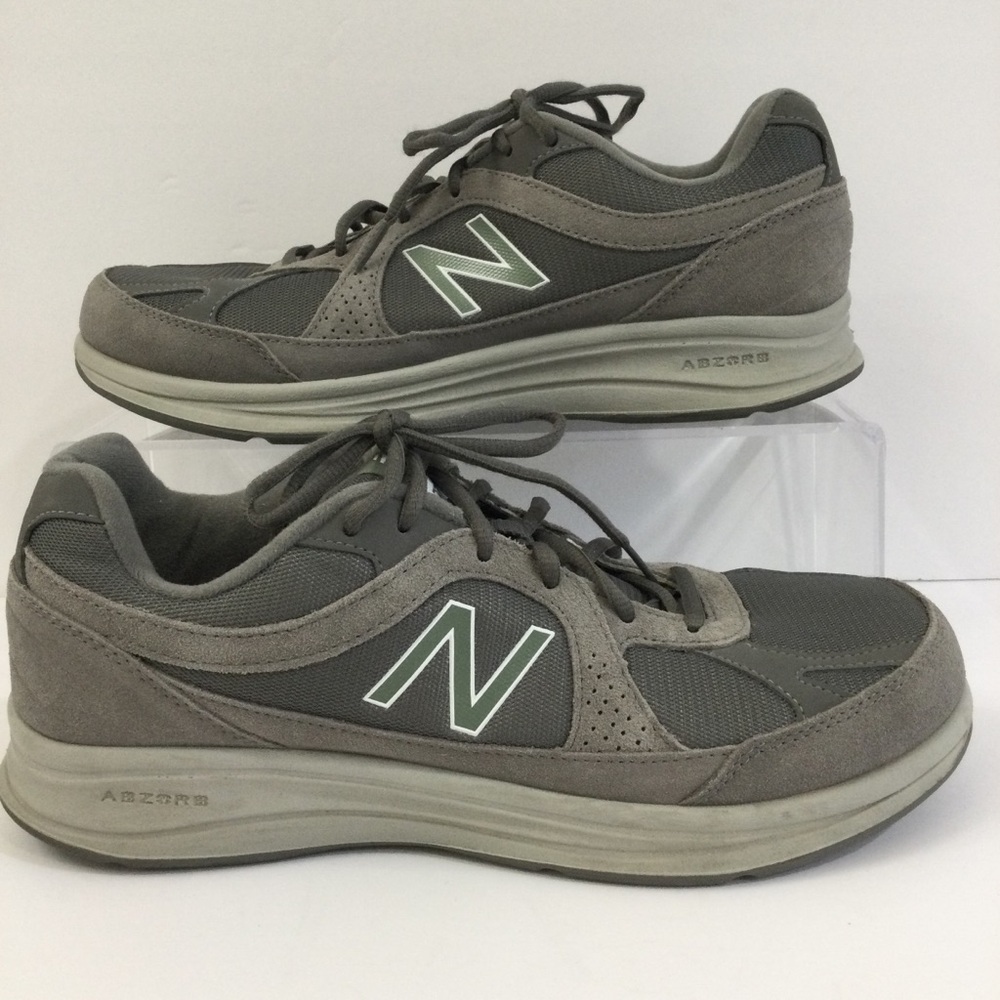 New Balance 877 Walking Suede Mesh Sneaker Gray Grey Lace Up Mw877gt Abzorb 10.5
